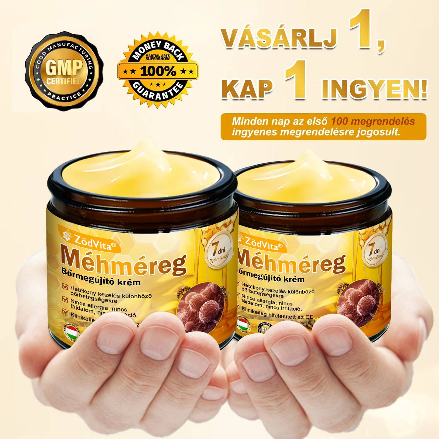 🧑‍⚕️ ZödVita® Méhméreg Bőr Helyreállító Krém 🔥🐝Magyar fejlesztés, magyarországi gyártás és szállítás
