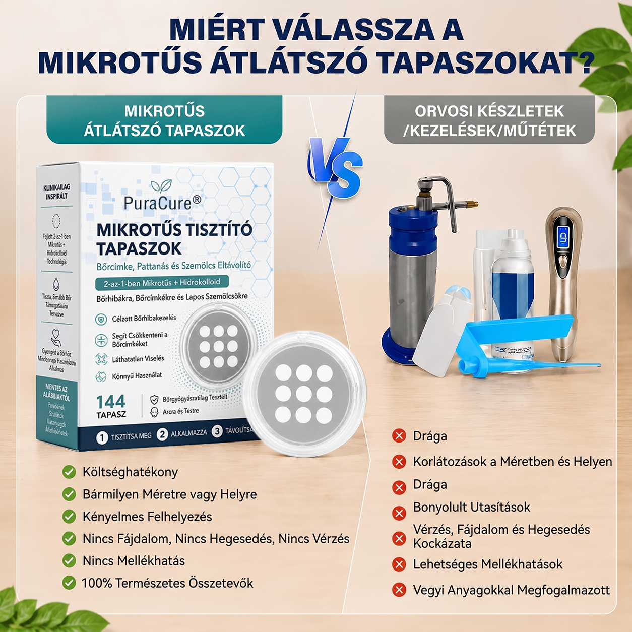 ✨PuraCure® 2 az 1-ben mikrotűs és hidrokolloid tapasz🍀 | Kiálló anyajegyek, aknék, lapos szemölcsök és bőrnövedékek eltávolítására | Segít csökkenteni a ráncokat, hegeket és bőrhibákat | Láthatatlan tapasz az arcra és testre