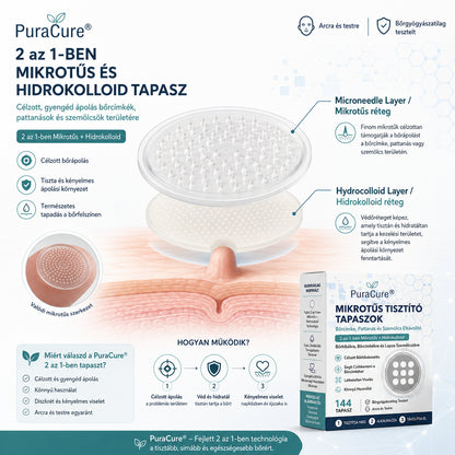 ✨PuraCure® 2 az 1-ben mikrotűs és hidrokolloid tapasz🍀 | Kiálló anyajegyek, aknék, lapos szemölcsök és bőrnövedékek eltávolítására | Segít csökkenteni a ráncokat, hegeket és bőrhibákat | Láthatatlan tapasz az arcra és testre