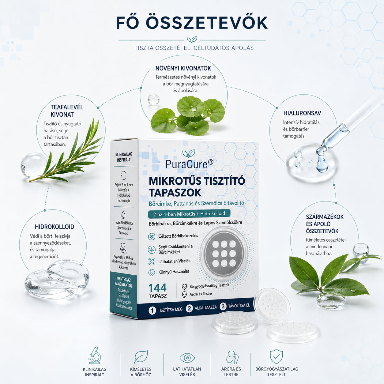 🔥PuraCure® 2 az 1-ben mikrotűs és hidrokolloid tapasz🍀 | Kiálló anyajegyek, aknék, lapos szemölcsök és bőrnövedékek eltávolítására | Segít csökkenteni a ráncokat, hegeket és bőrhibákat | Láthatatlan tapasz az arcra és testre